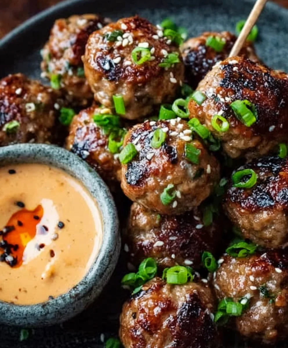 Korean BBQ Beef Meatballs Spicy Mayo Begin extractner Recipe