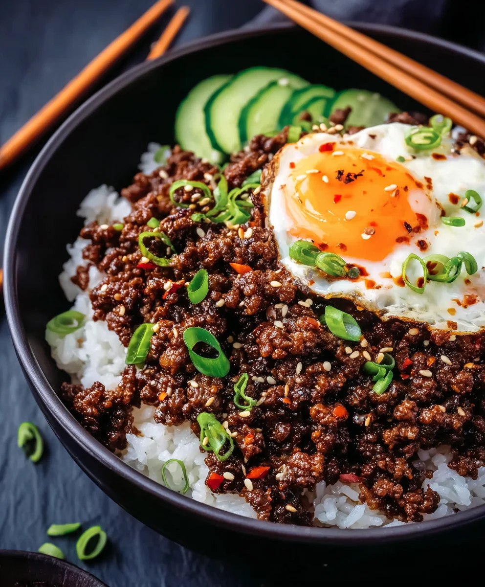 Easy Korean Ground Beef Rice Bowls- Quick Dinner