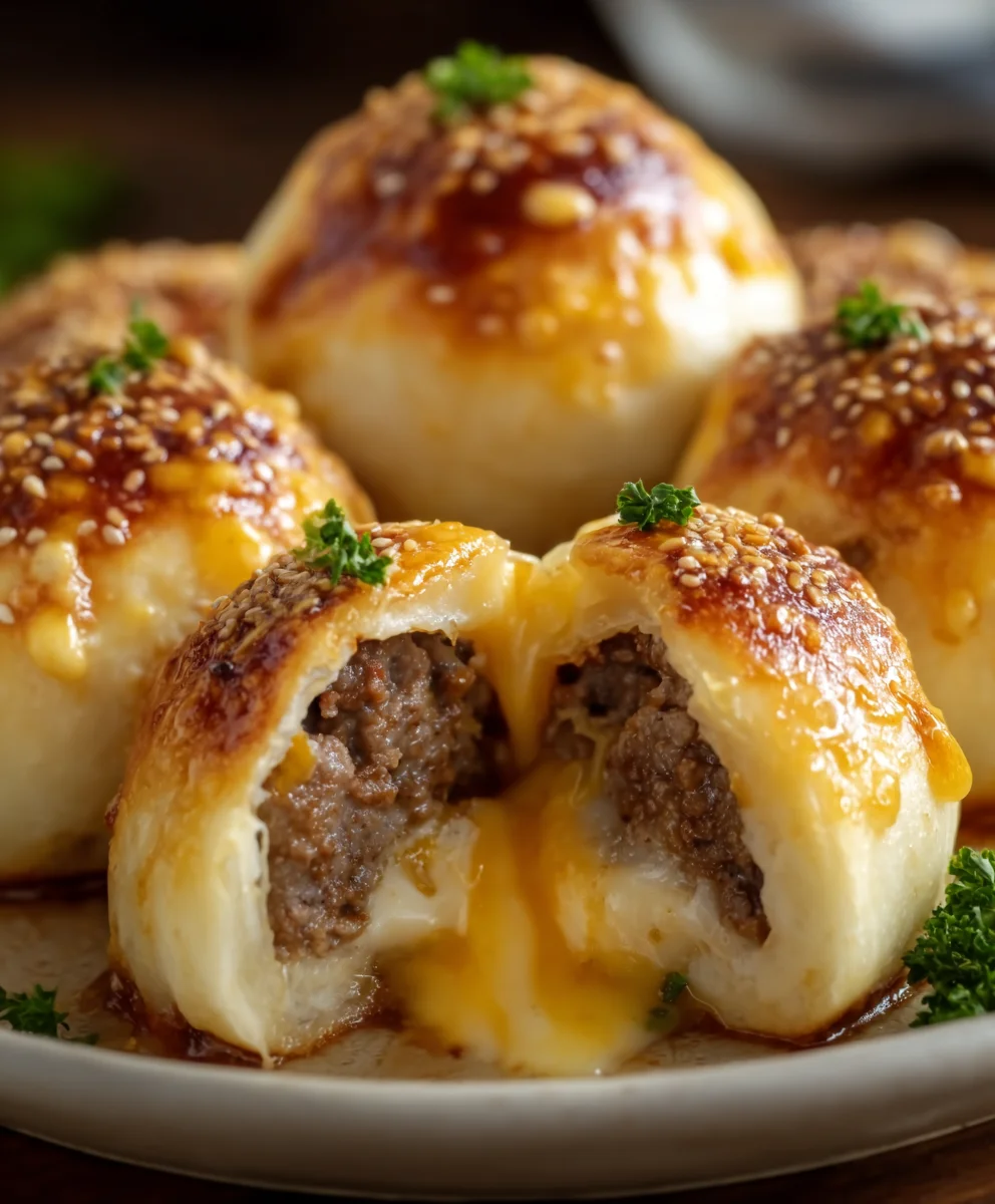 Garlic Parmesan Cheeseburger Bombs-Easy Beef Bites