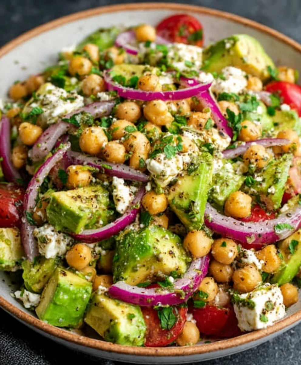 Chickpea Feta Avocado Salad - Easy & Delicious Recipe