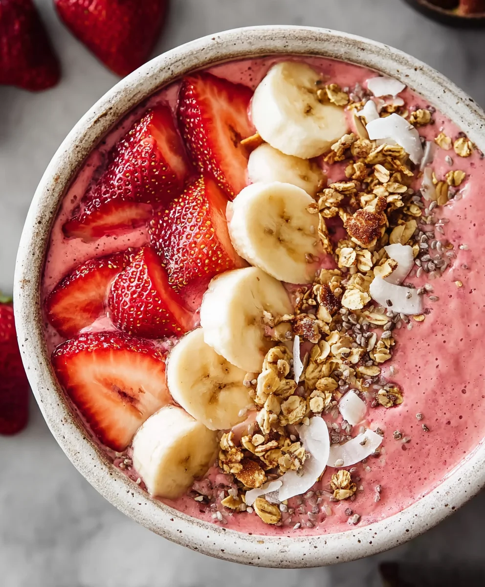 Strawberry Banana Smoothie Bowl- Easy Refreshing Recipe