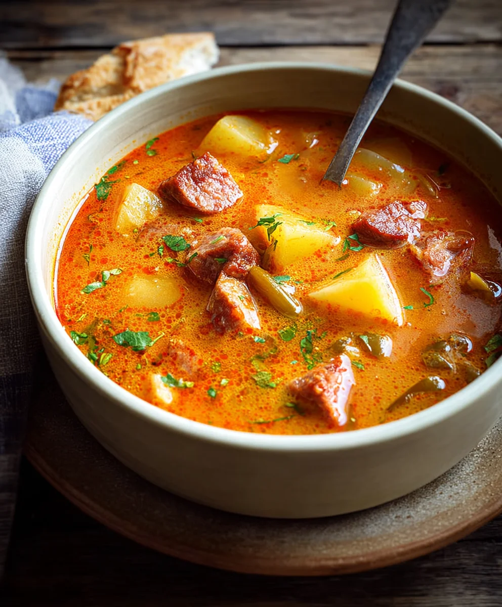Hearty Beef Beef Chorizo Spanish Potato Soup - Comforting Dish