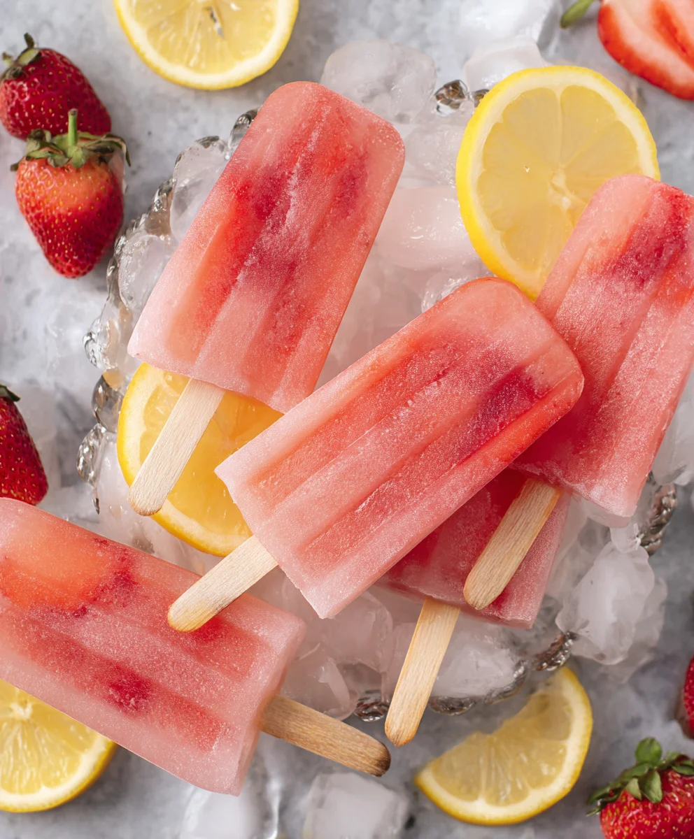 Strawberry Lemonade Popsicles-Sweet & Tart Refreshment