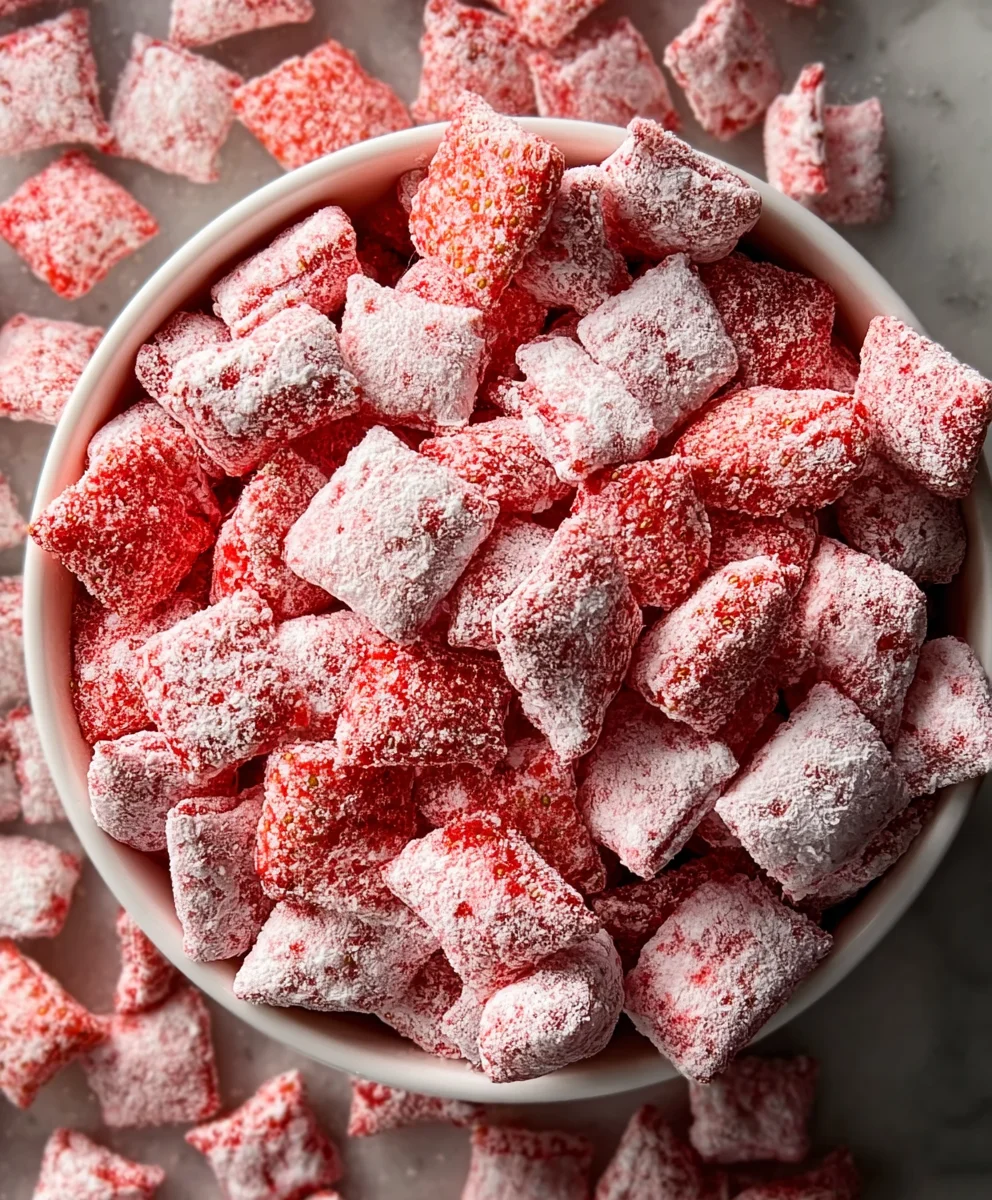 Easy Strawberry Shortcake Puppy Chow Recipe