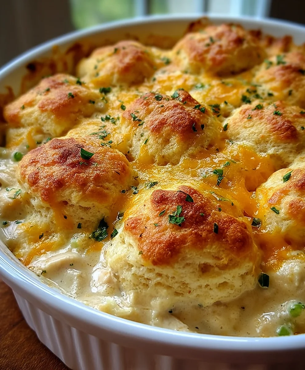Creamy Chicken Biscuit Bake-Easy Comfort Food
