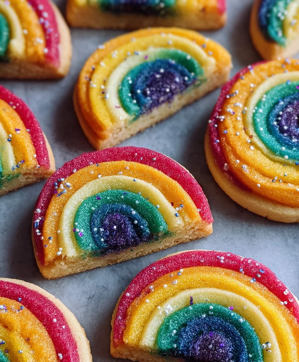 Piped Rainbow Shortbread Cookies Recipe