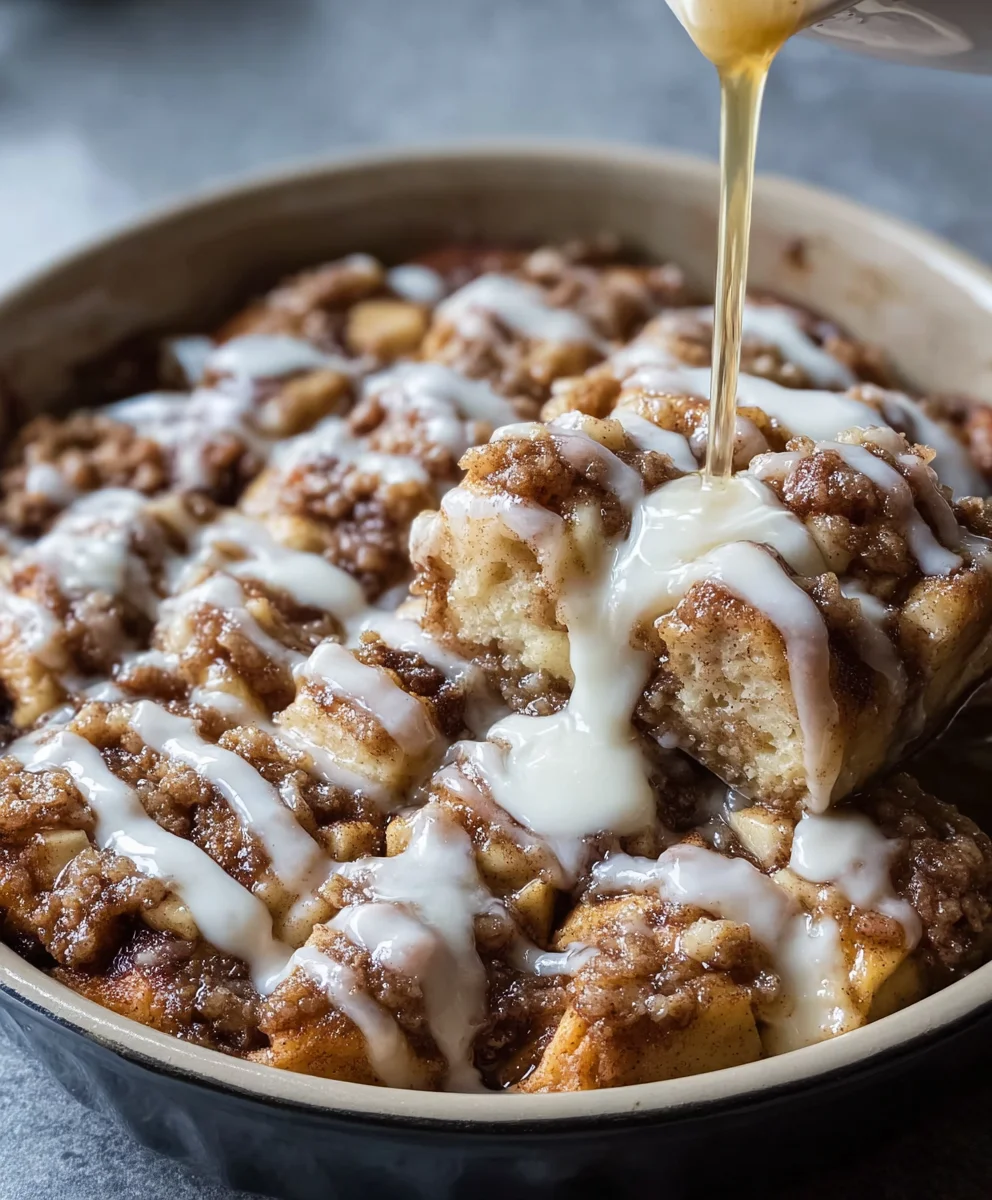 Apple Crisp Cinnamon Roll Casserole-Easy Dessert