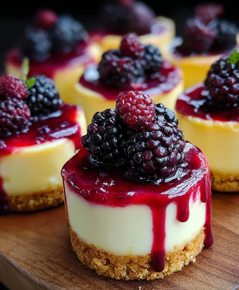 Lemon Raspberry Blackberry Mini Cheesecakes-Easy Dessert
