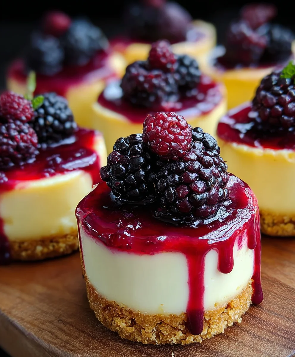 Lemon Raspberry Blackberry Mini Cheesecakes-Easy Dessert