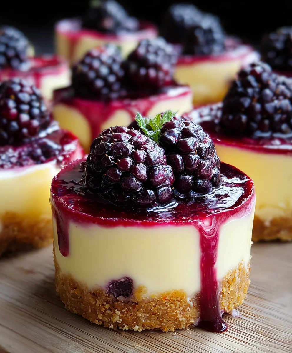 Lemon Raspberry Blackberry Mini Cheesecakes-Easy Dessert