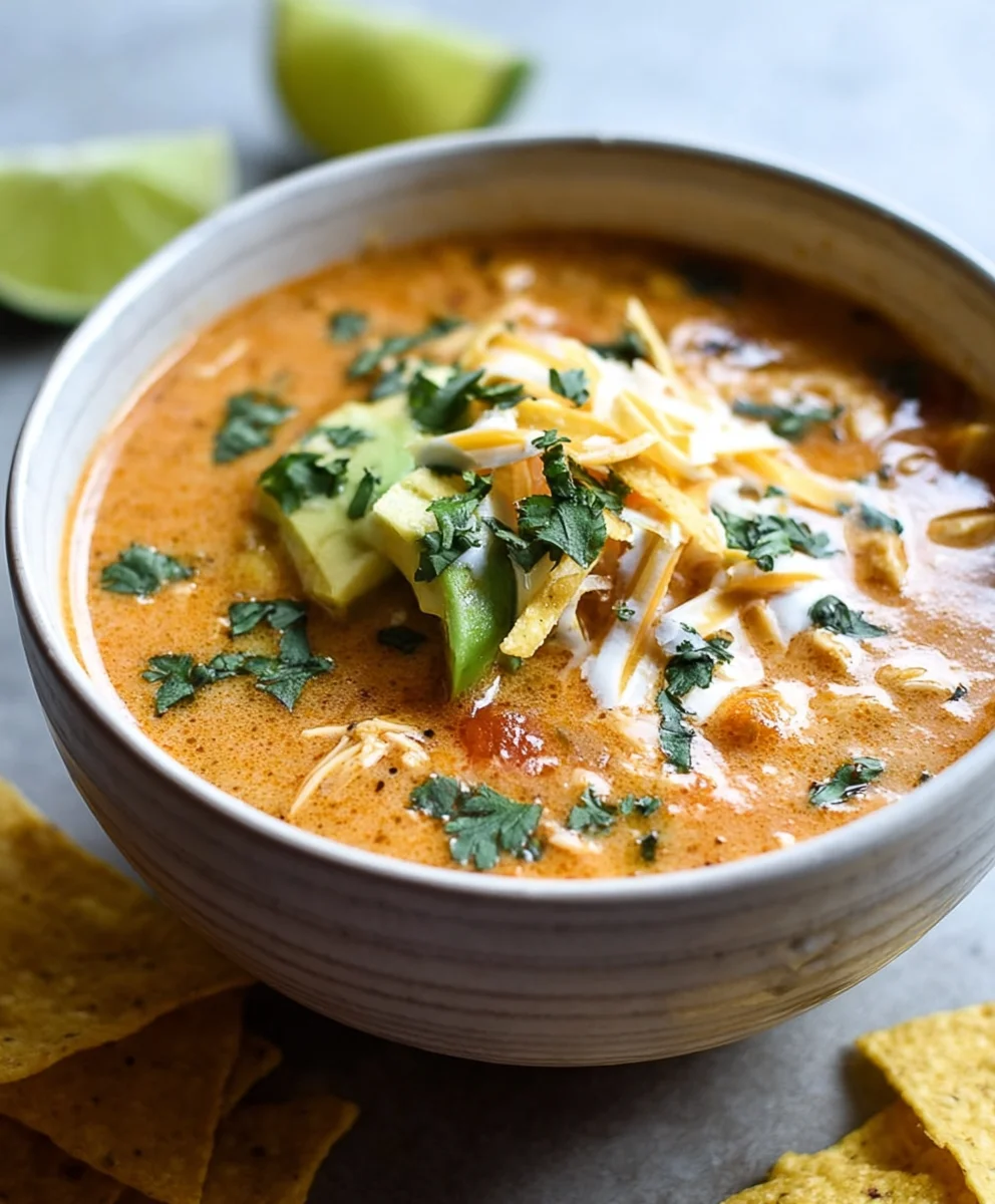 Creamy Chicken Enchilada Soup-Quick & Easy Comfort