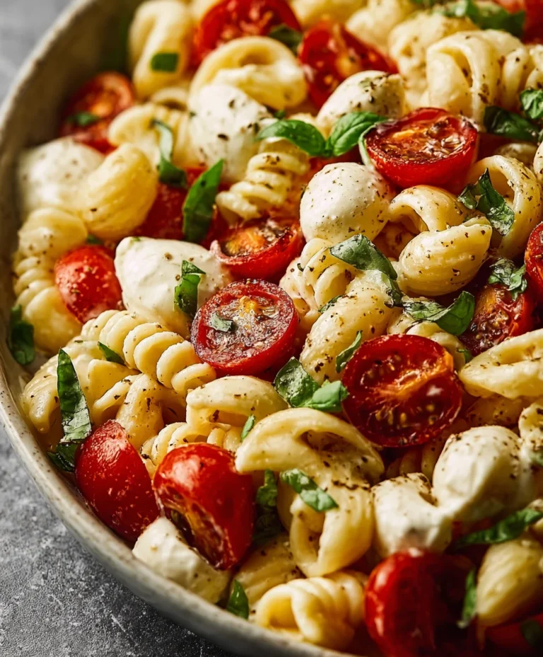 Creamy Caprese Pasta Salad Recipe-Easy Summer Meal