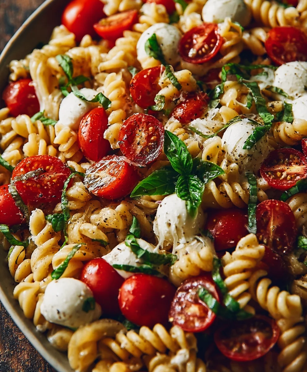 Creamy Caprese Pasta Salad Recipe-Easy Summer Meal