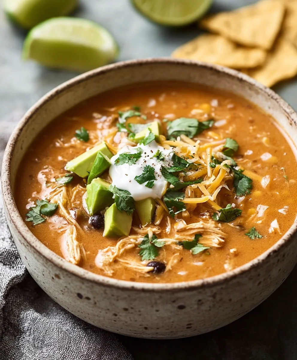 Creamy Chicken Enchilada Soup- Easy & Flavorful Recipe
