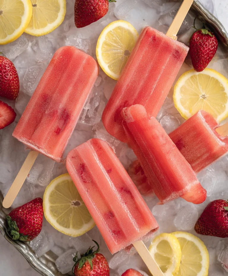 Strawberry Lemonade Popsicles-Sweet & Tart Refreshment