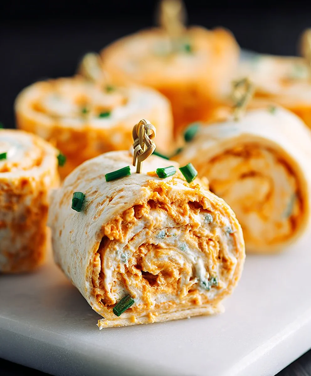 Spicy Buffalo Chicken Tortilla Pinwheels-Easy Appetizer