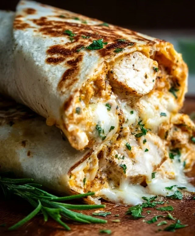Cheesy Garlic Chicken Wraps
