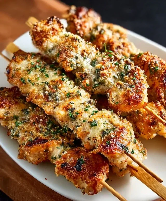Ranch Garlic Parmesan Chicken Skewers