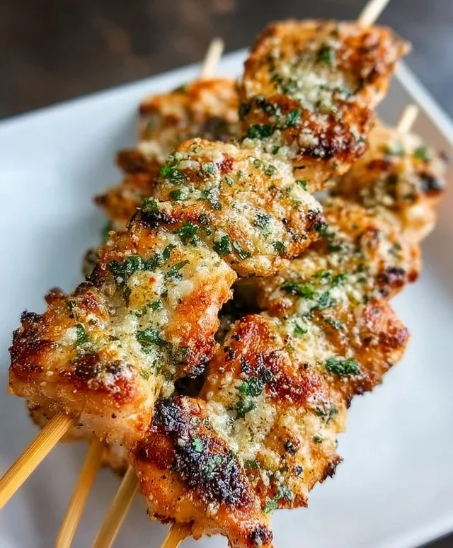 Ranch Garlic Parmesan Chicken Skewers