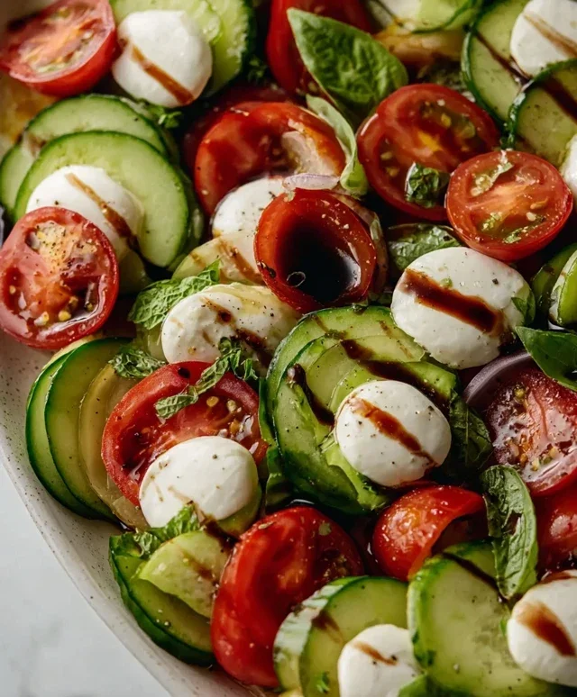 Fresh Cucumber Caprese Salad