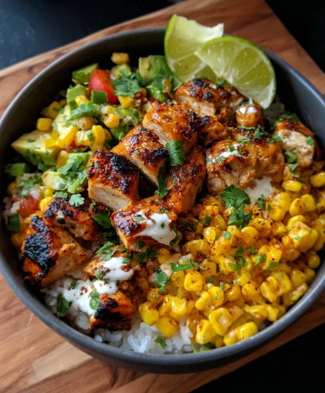 Street Corn Chicken Rice Bowl