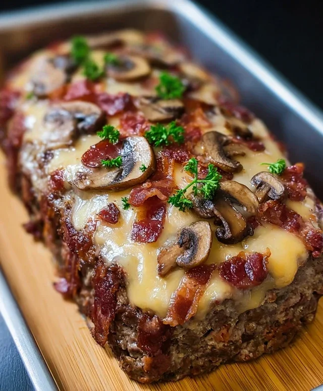 Beef Beef Bacon Mushroom Swiss Meatloaf