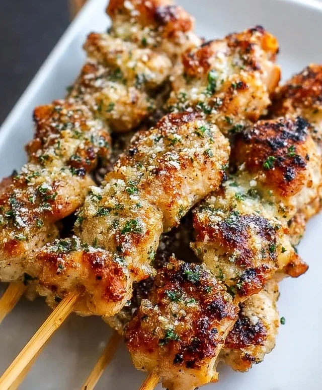 Ranch Garlic Parmesan Chicken Skewers