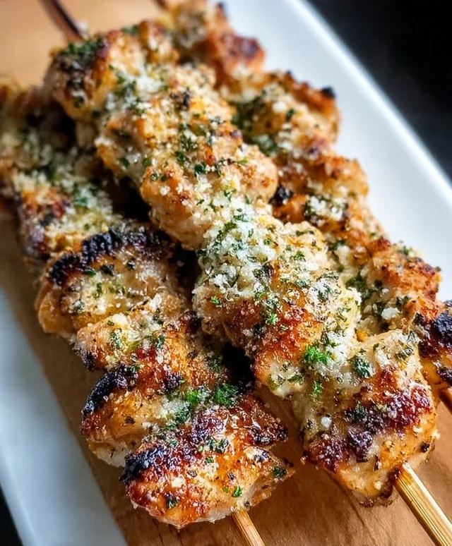 Ranch Garlic Parmesan Chicken Skewers