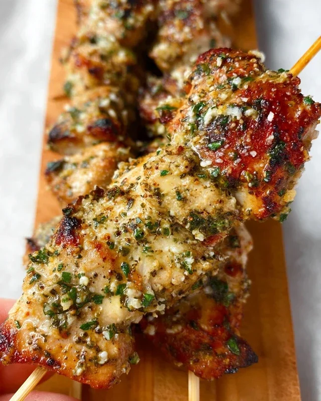 Ranch Garlic Parmesan Chicken Skewers