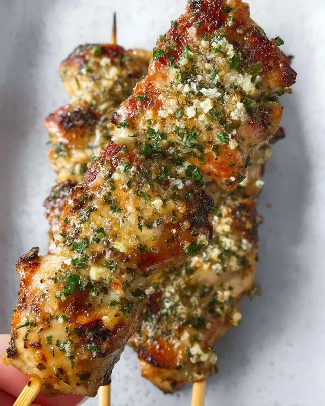 Garlic Parmesan Chicken Skewers