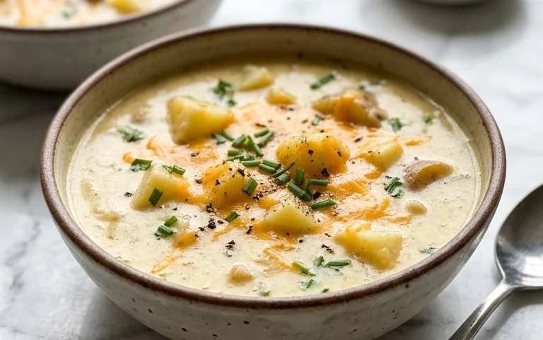 Hearty Cheddar Garlic Herb Potato Soup Recipe