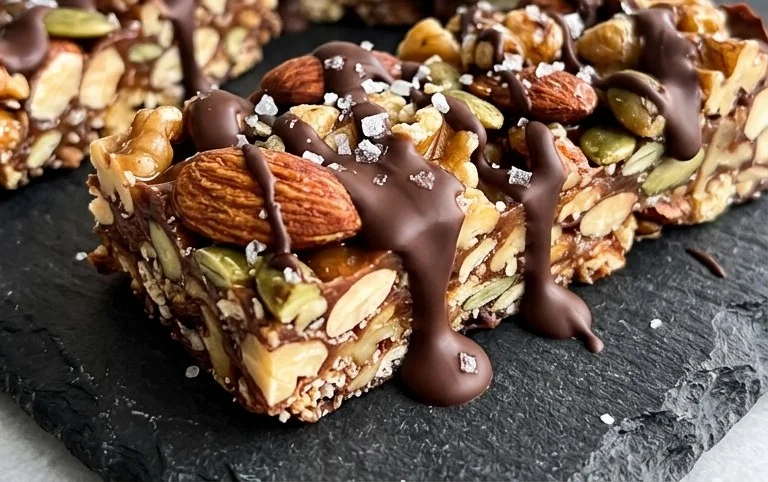 Dark Chocolate and Sea Salt Nut Bars