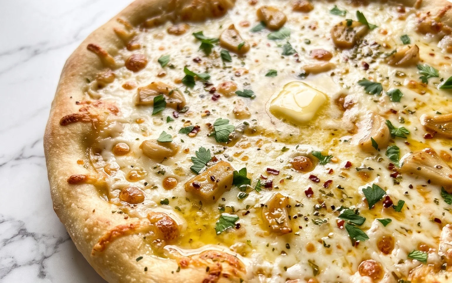 buttery garlic pizza