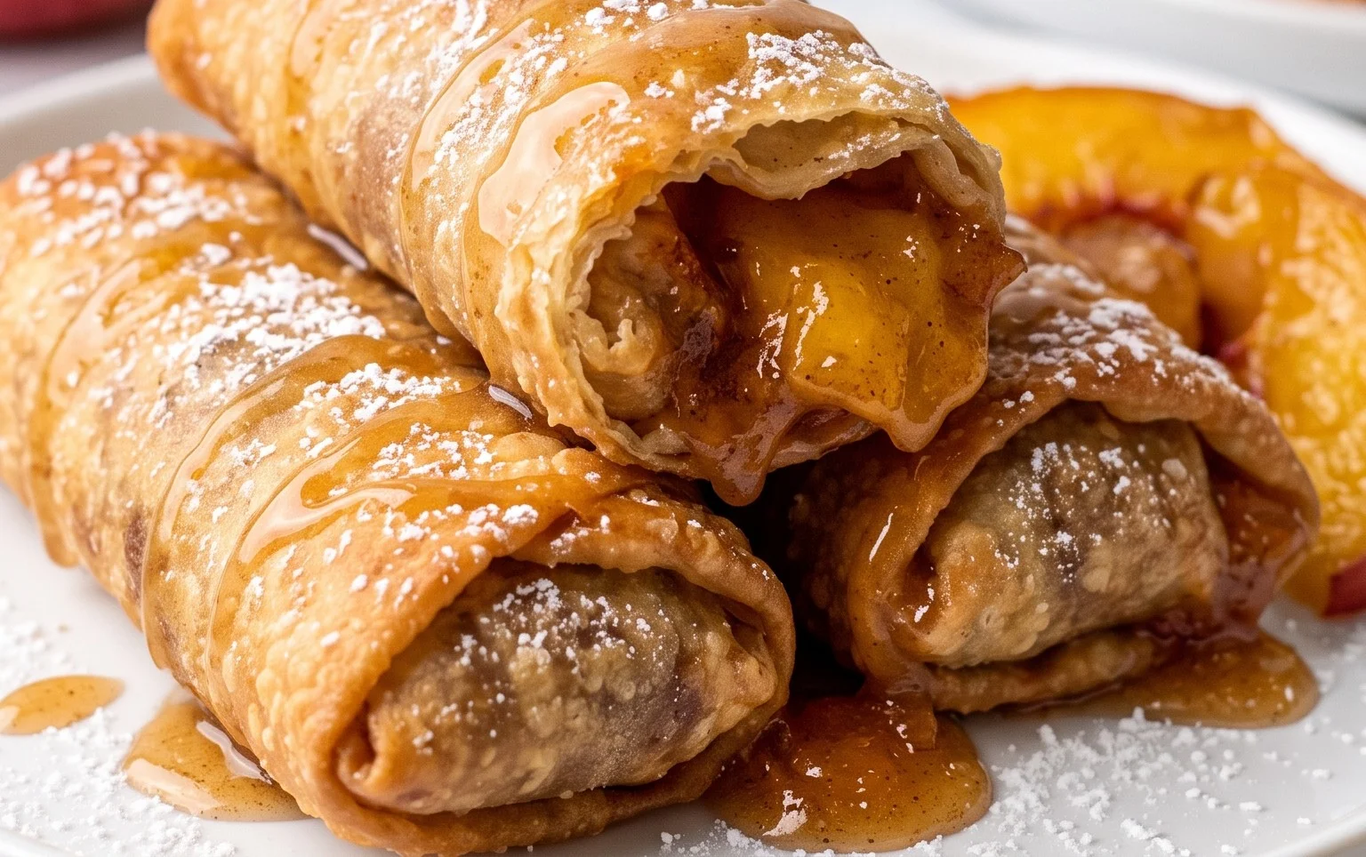 Peach Cobbler Egg Rolls