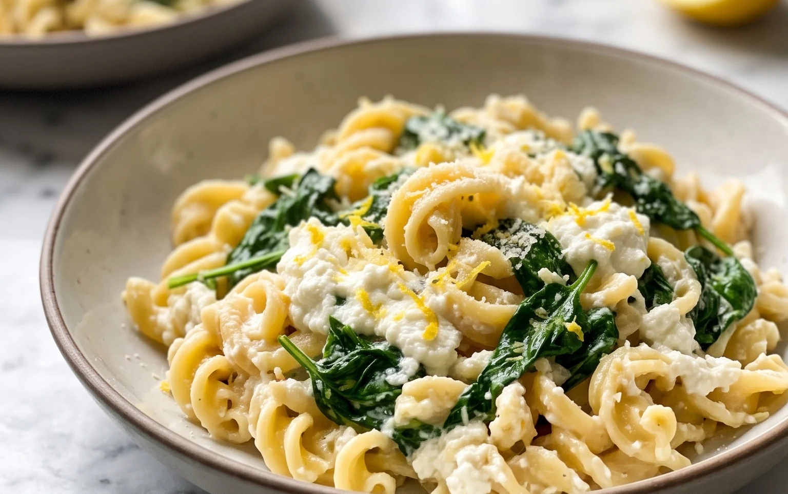 Lemon ricotta pasta & spinach