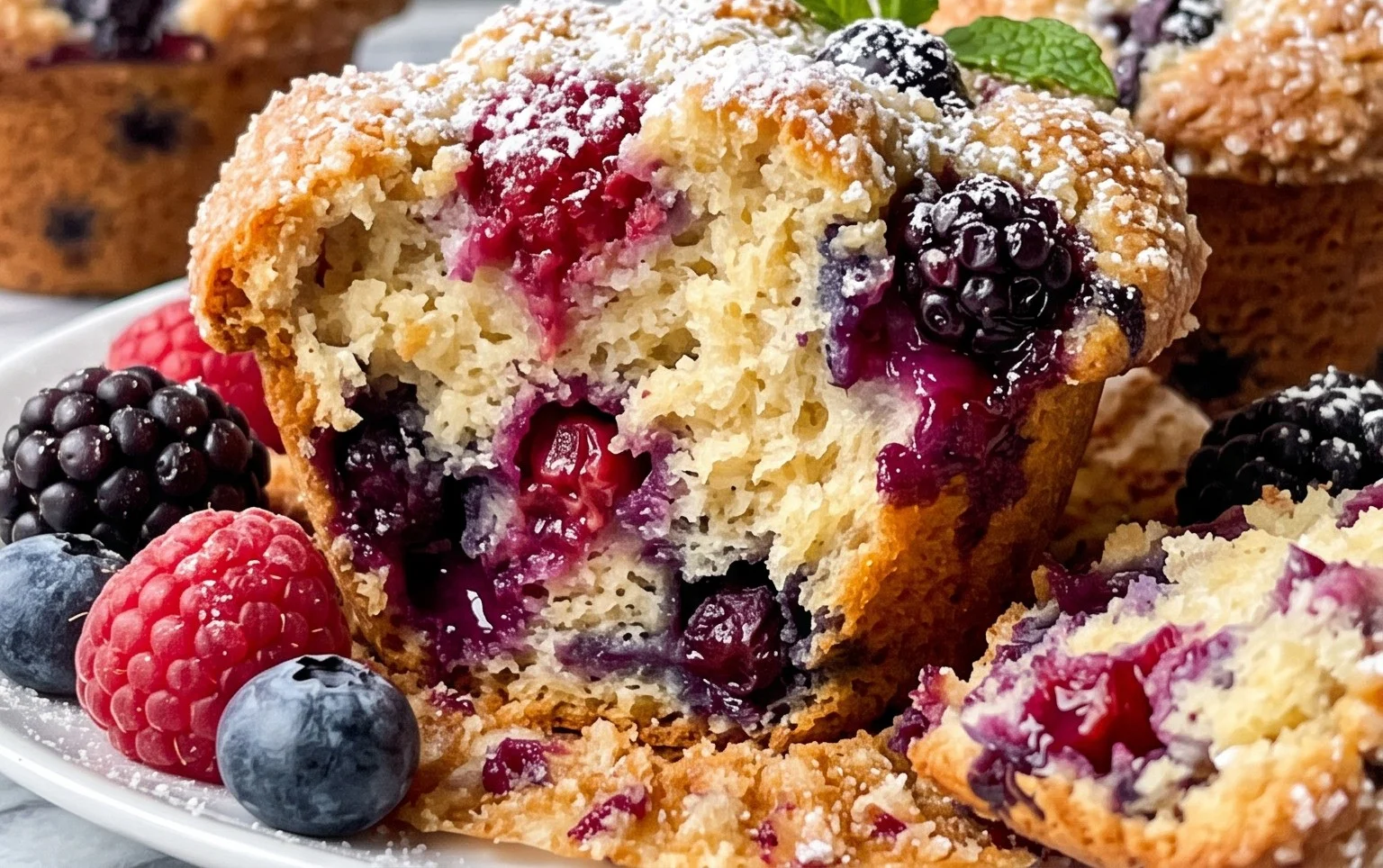 Bakery Style Mixed Berry Muffins | with Frozen Berries