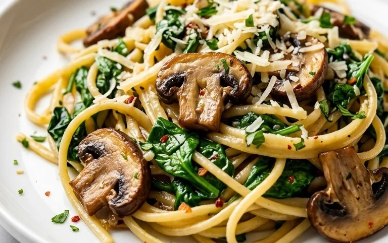 Parmesan Spinach Mushroom Pasta Skillet