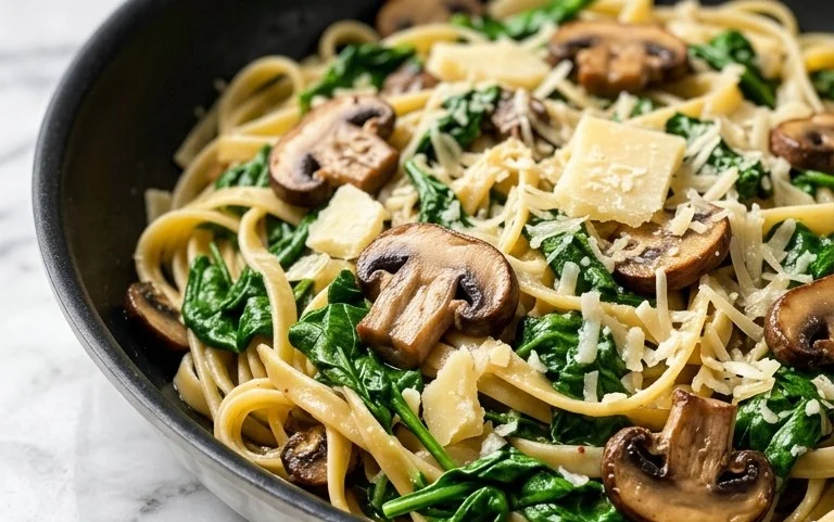Parmesan Spinach Mushroom Pasta Skillet