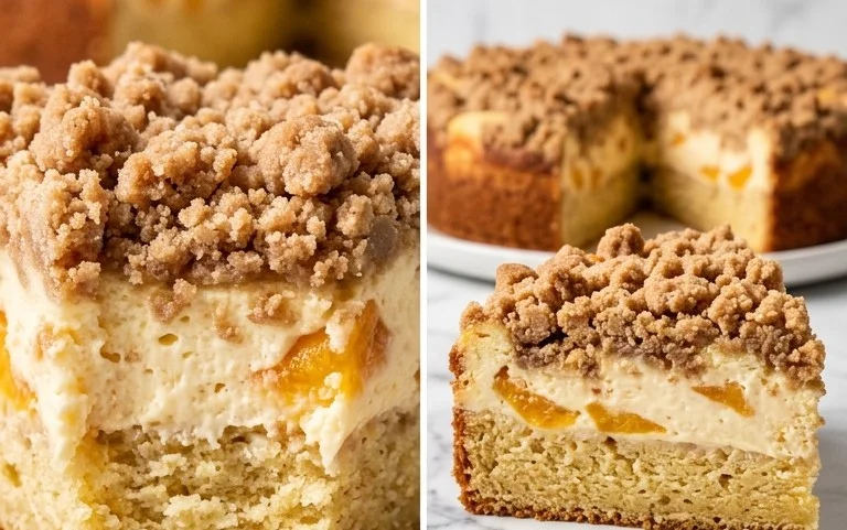 Peach Cream Cheese Cake with Streusel Topping