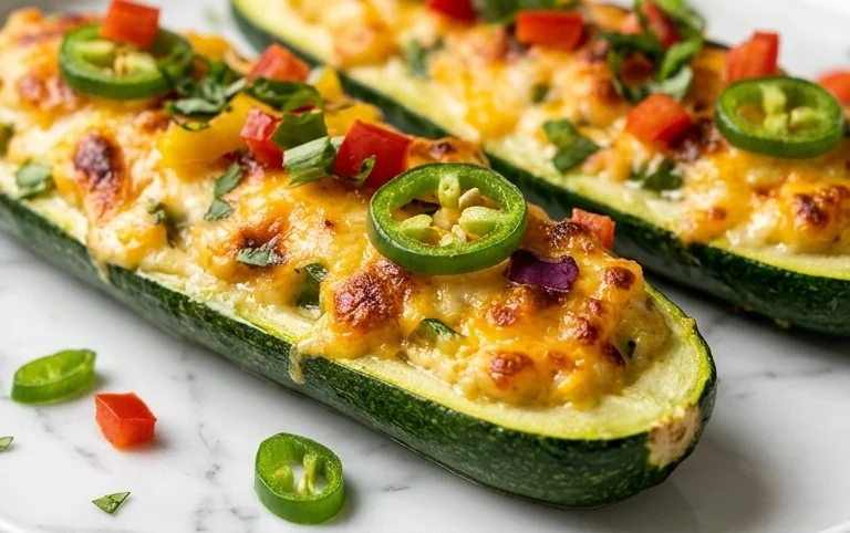 Jalapeno Popper Zucchini Boats