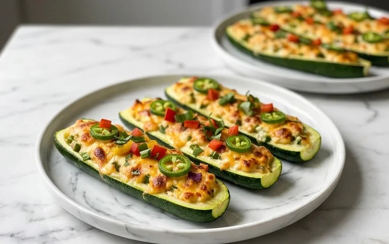 Jalapeno Popper Zucchini Boats