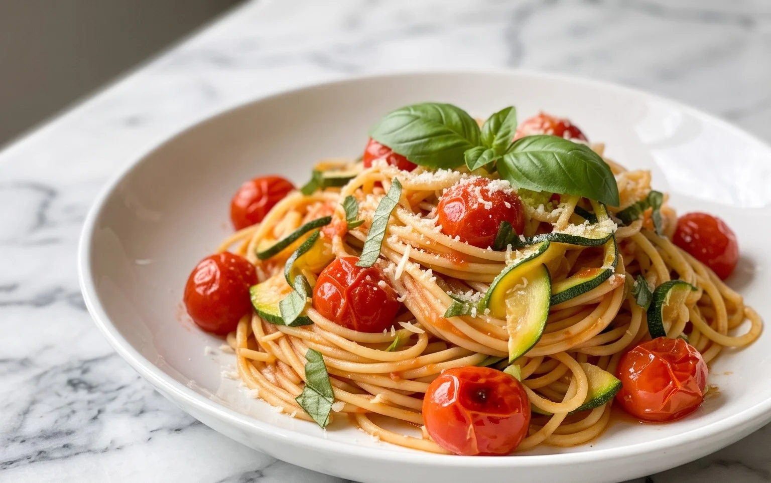 Healthy Tomato Zucchini Pasta
