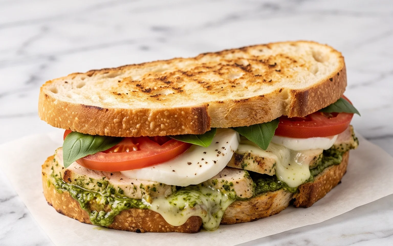 Chicken Pesto Caprese Sandwich