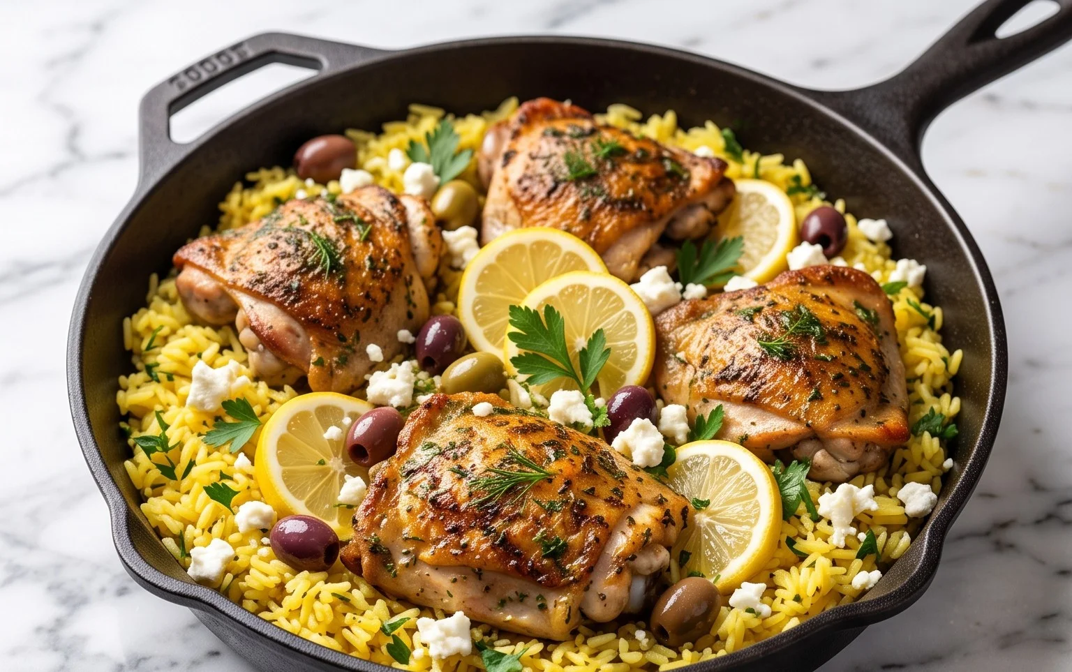 Greek Chicken and Lemon Rice (30 Minutes, One-Pot)