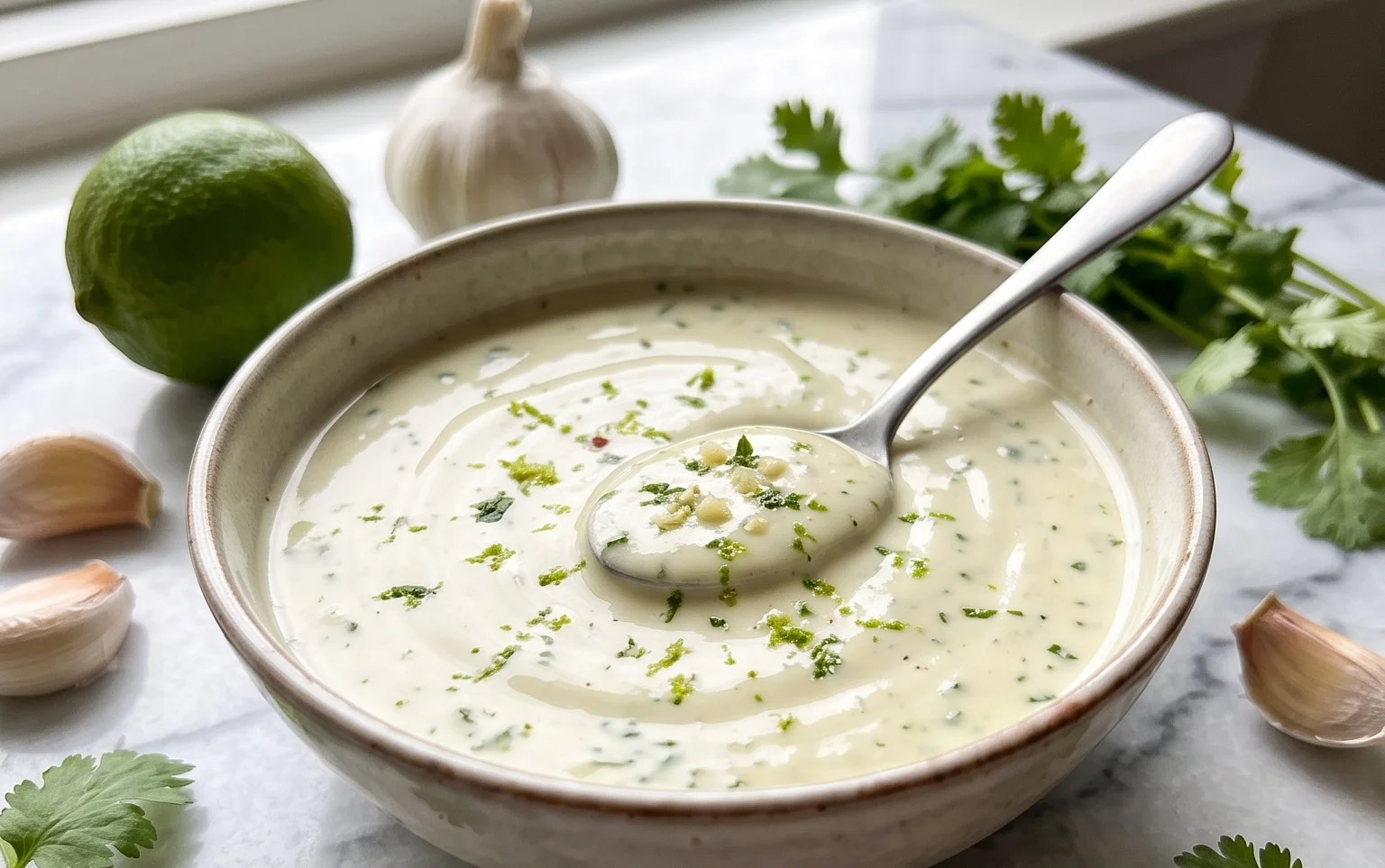 Creamy Garlic Lime Cilantro Sauce