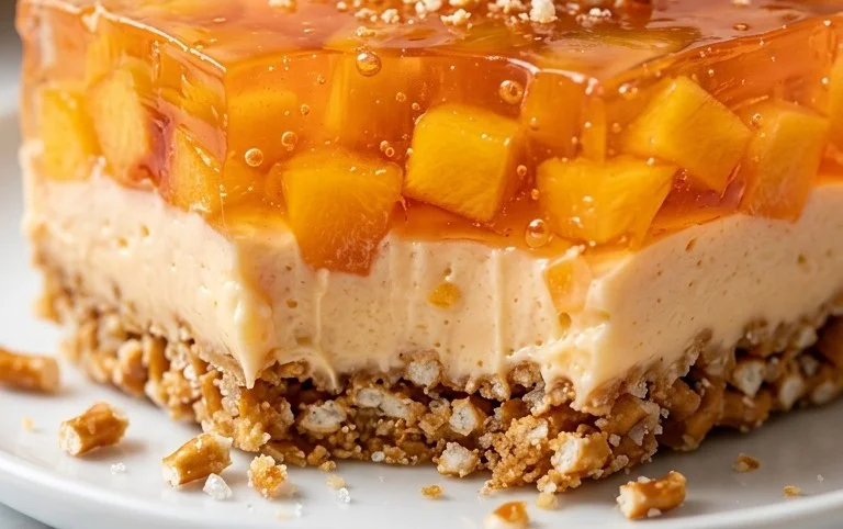 Peach Pretzel Salad Dessert