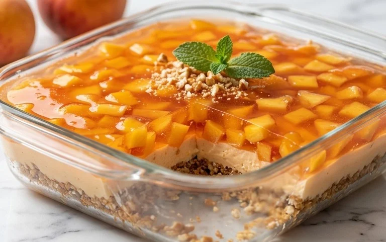 Peach Pretzel Salad Dessert