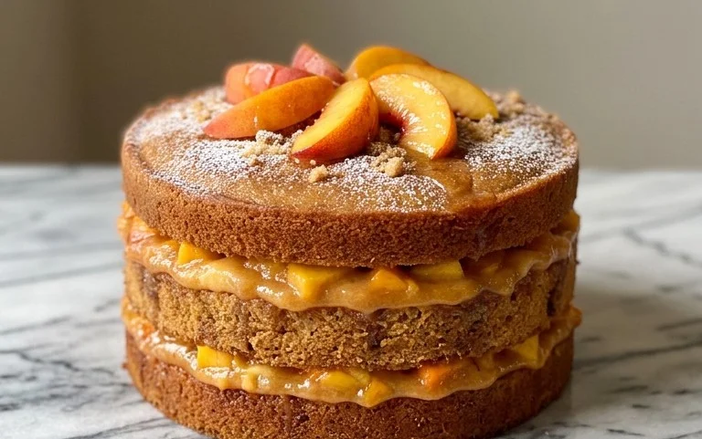 Brown Sugar Layer Cake with Peach Filling