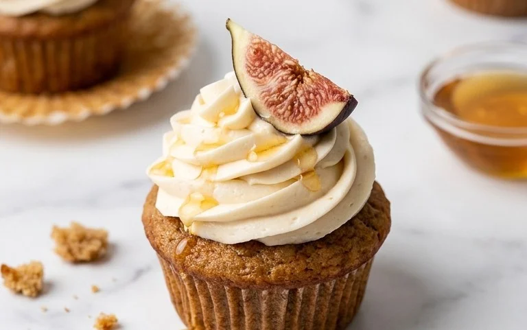 Fig Cupcakes with Honey Cream Cheese Frosting