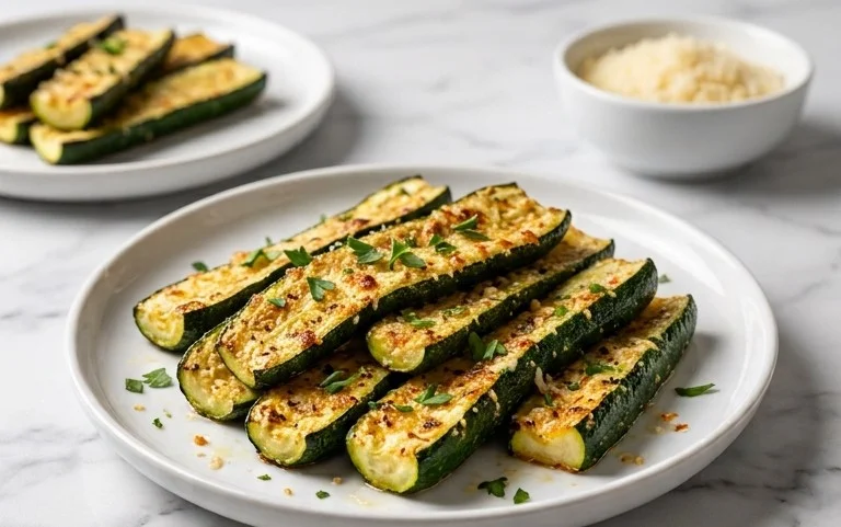 Irresistibly Crunchy Garlic Parmesan Roasted Zucchini